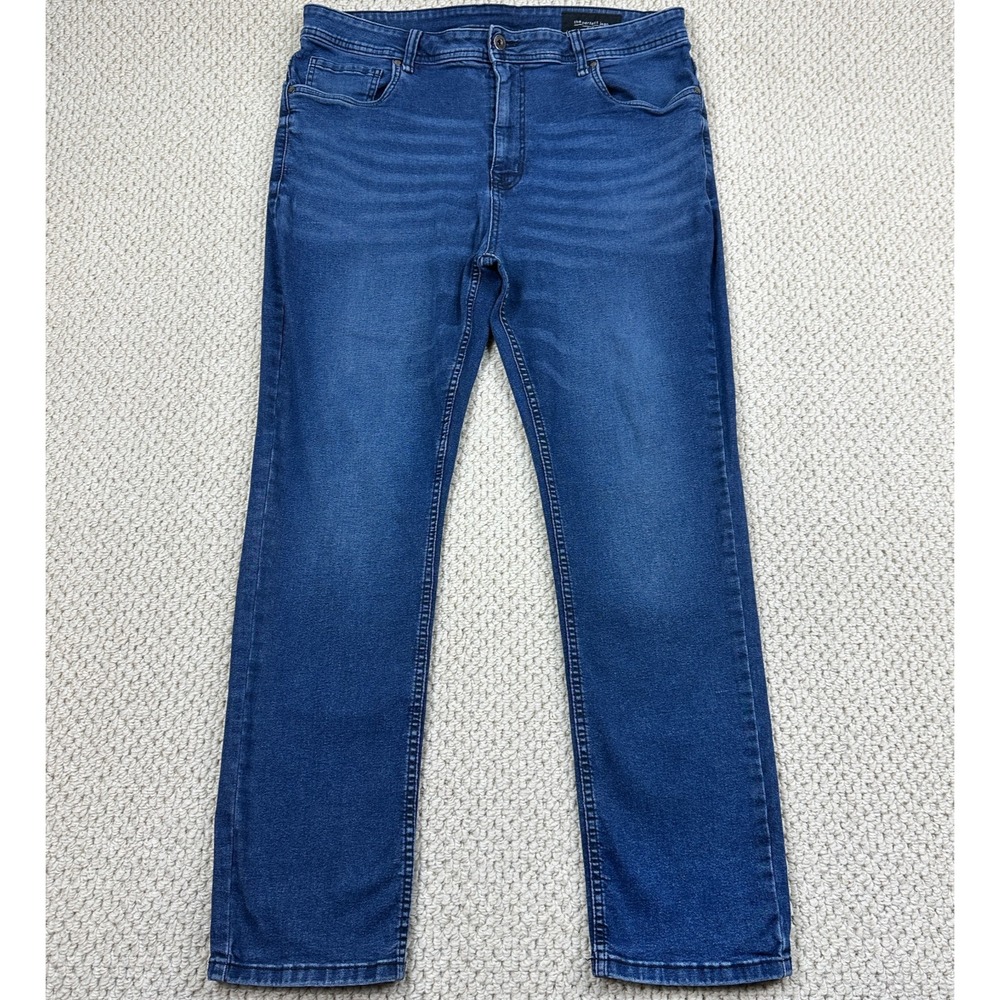 The Perfect Jean NYC Mens 40x31 Blue Slim Thick Stretch Jeans Whiskered Denim